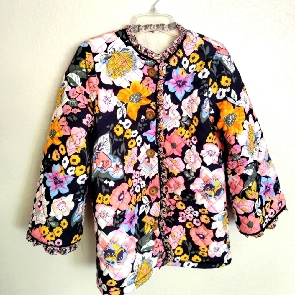 James ascher Sherpa Fleece Lined Ruffle Trim Kayla Jacket sz S